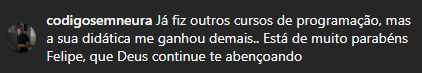 Depoimento de aluno